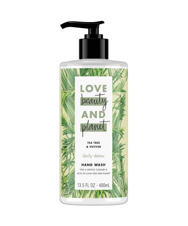 Love Beauty & Planet Daily Detox Hand Soap Tea Tree Oil & Vetiver Wash Away Bacteria with Effective Plant-Based Cleansers 13.5 oz