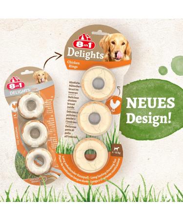 8in1 Delights Chicken Rings for Dogs - Healthy 3-Piece Kausnack High-Quality Chicken & Beef Skin 2 Pack - Buy Online on GoSupps.com