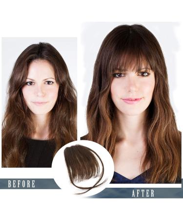 BARSDAR Clip in Fringe Human Hair - 100% Real Hair Extensions - French Bangs in 4# Brown - Washable/Dye-able - Pack of 1 - Buy Online on GoSupps.com