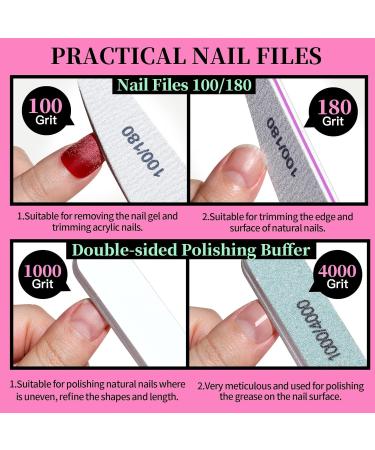 FANDAMEI Nail Files Set with Cuticle Remover and Manicure Tools - 12 Pcs Buffer Blocks for Natural Nails Pink - Buy Online on GoSupps.com