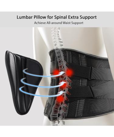 Back Brace for Lower Back Pain Relief - Sciatica Herniated Disc Support | Breathable Lumbar Support for Men & Women - Large Black - Buy Online on GoSupps.com