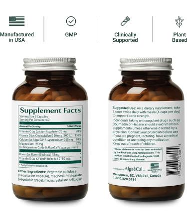 ALGAECAL Bundle: Calcium Supplement for Women & Men with Vitamin D3, K2, Magnesium, and Healthy Bones Healthy You! Book by Lara Pizzorno - 1-Month Supply - Buy Online on GoSupps.com