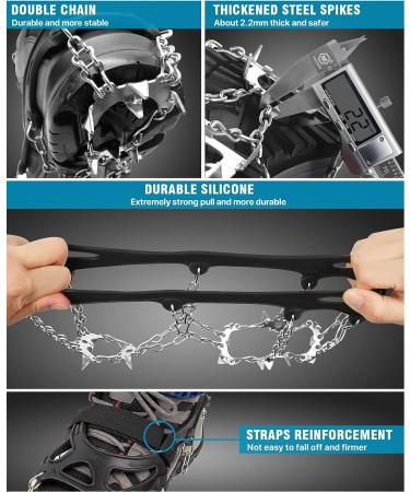 Greatever Anti-Slip Ice Cleats for Hiking Boots - 19 Stainless Steel Spikes - Snow Grips for Shoes - Safe Traction for Hiking, Fishing, Climbing - Medium, Black - Buy Online on GoSupps.com