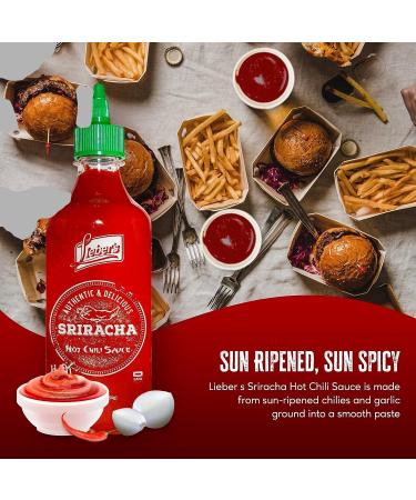 Lieber's Authentic & Delicious Sriracha Hot Chilli Sauce 454g | Non-GMO No MSG Gluten-free Cholesterol-free Vegan Kosher - Buy Online on GoSupps.com