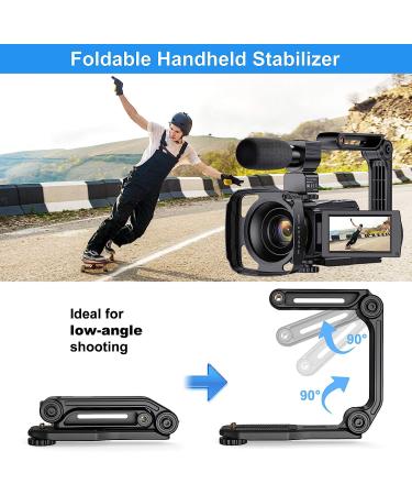 VAFOTON 4K Video Camera Camcorder with Microphone, 48MP Vlogging Camera for YouTube 16X Zoom 3.0" Touch Screen IR Night Vision Wi-Fi Vlog Cameras Webcam with Handheld Stabilizer Remote Control - Buy Online on GoSupps.com