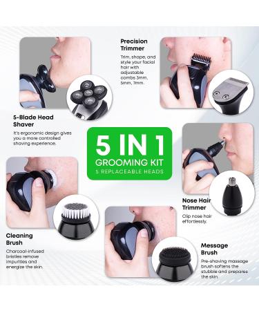 Bald Head Electric Shavers for Men - Cordless, Rechargeable, Waterproof Grooming Kit - Buy Online on GoSupps.com