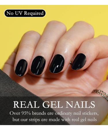 Long Lasting Halloween Black Nail Polish Strips - 20 Gel Nail Wraps | Easy Apply & Remove Salon Quality Nail Stickers - Buy Online on GoSupps.com