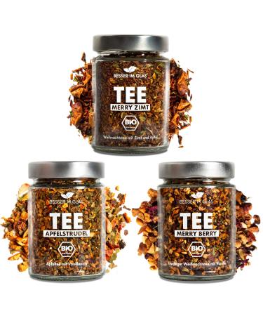Better in the glass organic tea gift set winter tea loose "merry cinnamon" apple strudel "&" merry berry "| 150 portions of loose tea sweet & without sugar | tea set sustainable | tea gift vegan | tea loose little winter gift box