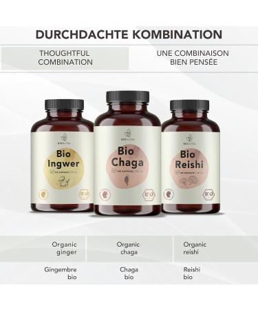 BIONUTRA Chaga bio capsules high dose 1200 mgday residue controlled German production vegan lactose & gluten free without additives Chaga mushroom bio 180 pieces x 600 mg - Buy Online on GoSupps.com
