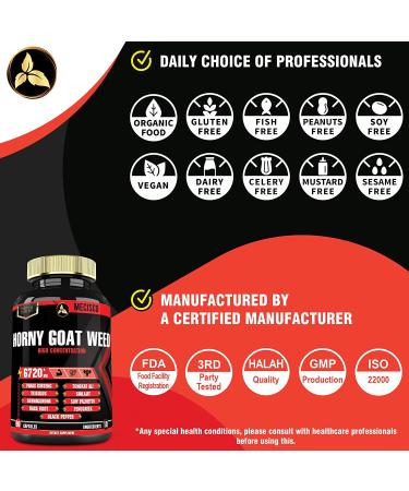 10-in-1 Horny Goat Weed Capsules 6720mg with Panax Ginseng, Tribulus Terrestris, Ashwagandha, Maca & More - 90 Capsules - Buy Online on GoSupps.com