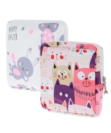 Amaxiu Sanitary Napkin Storage Bags 2pcs Waterproof Travel Menstrual Pad Pouch with Zipper Mini Tampons Holder for Purse Period Nursing Pad Holder for Women Girls 5.1" x 5.1" (Pattern C)