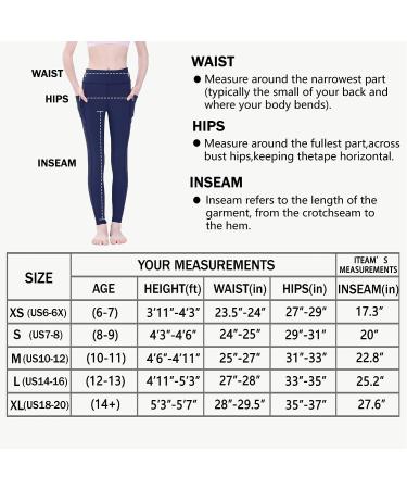 JIM LEAGUE Girls Athletic Dance Leggings - Navy Medium | Kids Yoga Compression Pants with Pockets for Teen Running and Workout - Buy Online on GoSupps.com