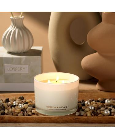 Luxury White Tea & Sage Scented Candles | Large 3 Wick Soy Aromatherapy Candle | Perfect Wedding & Birthday Gifts for Men Women & Moms | Stress Relief Home Decor - Buy Online on GoSupps.com