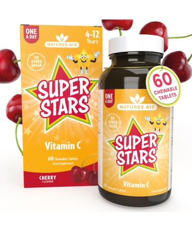 Natures Aid Super Stars Vitamin C for Children 4-12 Years 60 Chewable Tablets Vitamin C Tablets