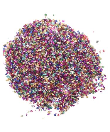 FRCOLOR 1 Glass Chip Chunky Flakes Sequins Metallic Crushed Glass Epoxy Filler Charms Irregular Nail Art Crushed Glass Flakes for Nails Retro Vase Manicure Fillers Nail Stickers 3D Crystal 0.5X0.3cm Colorful