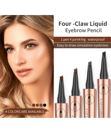 Buy Waterproof Dark Brown Eyebrow Pencil - 4 Tip Microblade & Smudge-Proof Long-Lasting Brow Pen for Women - International Shipping Available - Buy Online on GoSupps.com