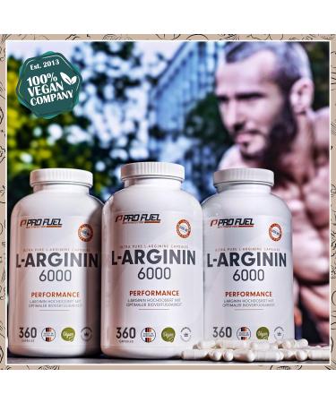Vegan L-Arginine 360 Capsules - 6000 mg Pure Fermented L-Arginine No Additives Lab Tested - Buy Online on GoSupps.com