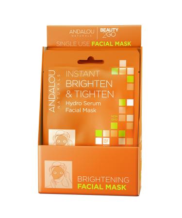 Andalou Naturals Instant Brighten and Tighten Hydro Serum Facial Mask Single Face Mask 0.6 Ounce (Pack of 6)