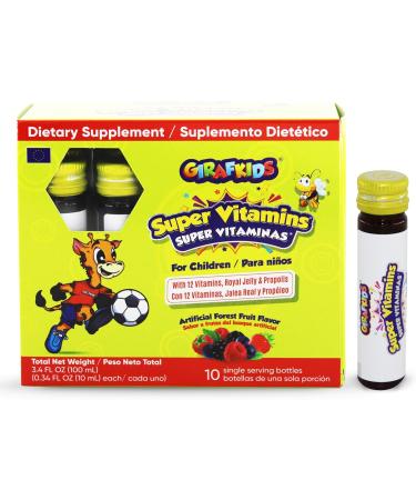 GirafKids Multivitamin Syrup + Super Vitamins Liquid Bundle for Kids Ages 4+ | Omega-3 Beta Glucan Royal Jelly & Propolis | Peach & Forest Fruit Flavors - Buy Online on GoSupps.com