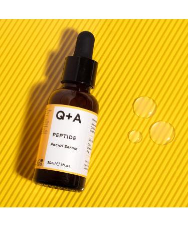 Q+A Peptide Facial Serum | Anti-Aging Hydrating Serum with Peptides & Hyaluronic Acid | Fast Absorption 1fl.oz - Revitalize Youthful Skin - Buy Online on GoSupps.com