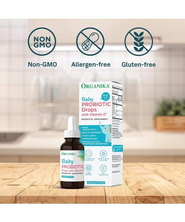 Organika Baby Probiotic Drops with Vitamin D | Soothe Colic, Reduce Fussing, Aid in Growth & Development | 7.5 ml - Buy Online on GoSupps.com
