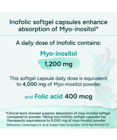 Inofolic - PCOS Supplement for Women - Myo-inositol and Folic Acid Supplement - 30 Day Supply of Convenient Soft Gel Capsules Supporting PCOS Symptoms and Pregnancy 60 count (Pack of 1) - Buy Online on GoSupps.com
