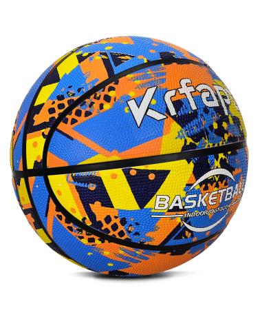 Krfapt Youth Basketball Size 5 (27.5'') Kids Basketball for Indoor Outdoor Park Games Play,Waterproof Pool Basketball Blue orange yellow Size 5