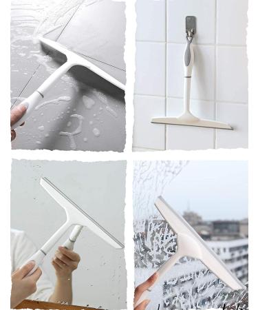 Shower Squeegee 10" Lightweight Squeegy Cleaner for Shower Doors Bathroom Window Multi-Purpose Window Washing Tools with 1 Suction Cup Hook for Car Windshield Glass Door White - Buy Online on GoSupps.com