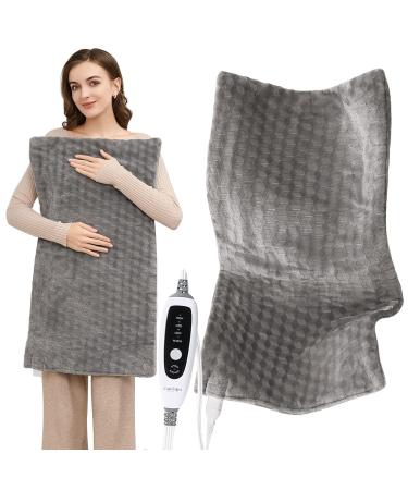 CAROMIO Heating Pad for Back Pain Cramps Relief Extra Large 33x17 Electric Heating Pad 4 Temperature Settings-2 Hours Auto Shut Off-Moist Heat Dry Therapy Heat Pad for Shoulder Machine Washable L33 x W17(Brown)