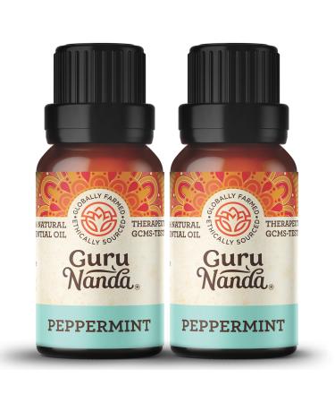 GuruNanda Peppermint Essential Oil (Pack of 2 x 15 ml) - 100% Pure Therapeutic Grade Peppermint Oil for Aromatherapy & Headaches Hair Growth Essential Oil Diffuser Essential Oil Fresh Menthol Scent - Buy Online on GoSupps.com