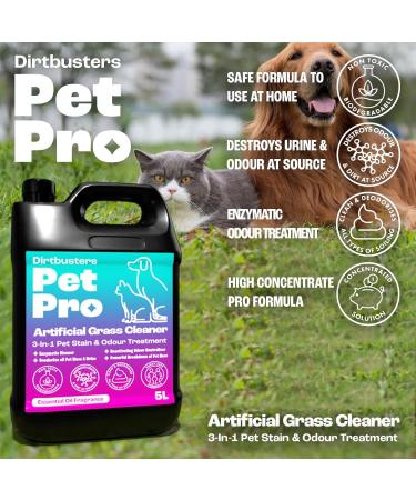 Dirtbusters Pet Pro Artificial Grass Cleaner For Dogs & Cats 3-in-1 Clean Remove Stains Urine & Deodorise With Reactivating Odour Eliminator For All Types Of Astro Turf (5L) - Buy Online on GoSupps.com