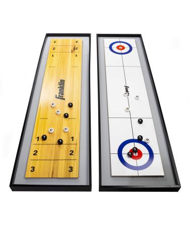 Franklin Sports 2-in-1 Shuffleboard Table and Curling Set - Portable Tabletop Set Includes 8 Rolling Mini Pucks - 45" - Buy Online on GoSupps.com