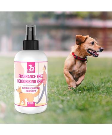 LSW Pet Design Deodorizing Pet Spray - Fragrance Free - Pet Deodorizer with Vitamin E C B6 B3 & B5 - Odor Control & Neutralizing Deodorant Spray - Replenishes Skin & Coat - Made In UK - 270ml Fragrance Free 270ml - Buy Online on GoSupps.com