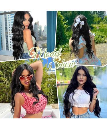 AISI HAIR Black Hair Extensions Invisible Wire Hair Extensions Women's Long Wavy Black Hair Extensions Clear Wire Hair Extensions for Women 20 Inch - Buy Online on GoSupps.com