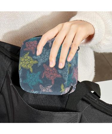Colorful Sea Turtles Napkin & Menstrual Pad Storage Bag - Zippered Portable Bag for Teens & Women - Buy Online on GoSupps.com