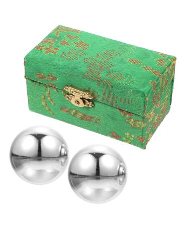 Metal Baoding balls Fitness Ball: Chinese health balls Hand Exercise Ball Massage Handball for Hand Therapy 5x5x5cm.Silver empty