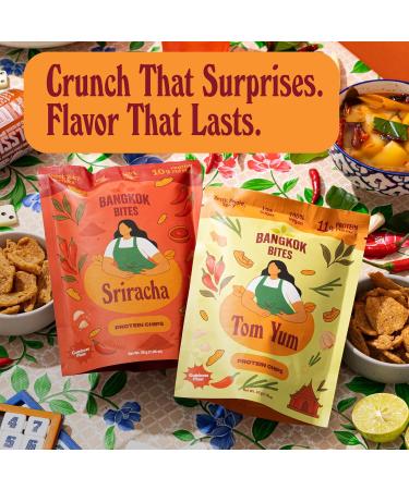 Goodness Plant Bangkok Bites Protein Chips Tom Yum Flavor 30g | High-Protein Plant-Based Snack Vegan & Gluten-Free Crunchy Thai Street Food Inspired Chips Tom Yum 1 Ounce (Pack of 3) - Buy Online on GoSupps.com