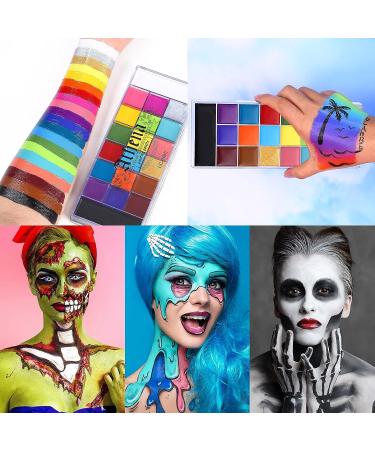 UCANBE Athena Face Body Paint Oil Palette + Translucent Setting Powder + 10PCS Brushes Set - Professional Non Toxic Face Painting Kit for Halloween SFX Cosplay Makeup - Buy Online on GoSupps.com