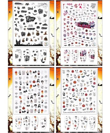 Kalolary Halloween Nail Art Stickers Decals 12 Sheets Self-Adhesive DIY Nail Art Strips Various Patterns Pumpkin Bat Ghost Skull Skeleton Nail Decoration for Girls Women Halloween Party - Buy Online on GoSupps.com
