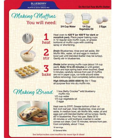 Betty Crocker Wild Blueberry Muffin & Quick Bread Mix 16.9 oz (2 pack) - Delicious Baking Mix - Buy Online on GoSupps.com