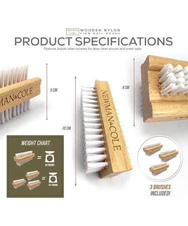 Double-Sided Wooden Nail Brush with Firm Plastic Bristles - Set of 3, 3 Count - Buy Online on GoSupps.com