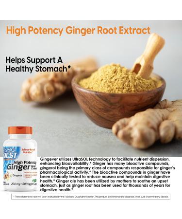 Doctor's Best High Potency Ginger with Gingever 250mg - Digestive Health Support for Motion Sickness & Gastrointestinal Health - Buy Online on GoSupps.com