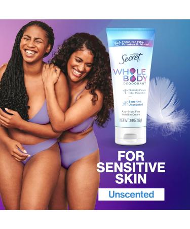 Secret Whole Body Deodorant Cream for Women Unscented Aluminum Free Deodorant Cream 72 HR Odor Protection 3.0 oz - Buy Online on GoSupps.com