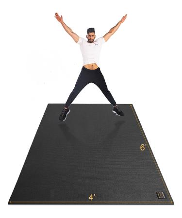 Gxmmat Large Exercise Mat 6'x4'x7mm, Thick Workout Mats for Home Gym Flooring, Extra Wide Non-Slip Durable Cardio Mat, High Density, Shoe Friendly, Perfect for Plyo, MMA, Jump Rope, Stretch, Fitness Black Real