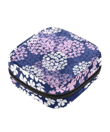 Pink White Hydrangea Sanitary Napkin Storage Bag Menstrual Pad Bag Portable Menstrual Period Sanitary Pouch Zipper Tampons Collect Bags for Teen Girls Women Ladies Color 8