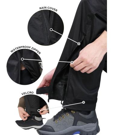 iCreek Men's Waterproof Rain Pants - Lightweight Breathable Trousers for Cycling & Trekking - Black Medium/34 Inseam - Buy Online on GoSupps.com