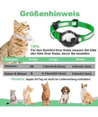 Airtag Cat Neck Band - Waterproof Reflective Collar for Cats & Small Dogs | Safety Clasp | Adjustable 23-33cm | Green & Yellow Options - Buy Online on GoSupps.com