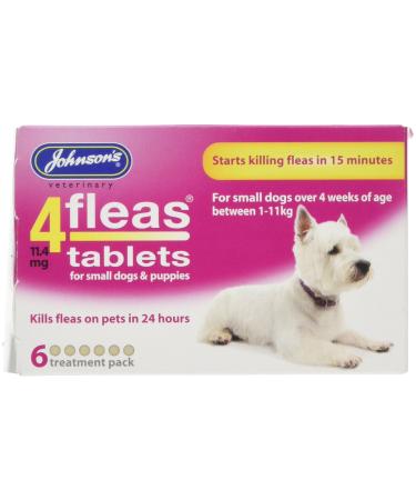Johnsons Veterinary Products 4Fleas Tablets for Puppies and Small Dogs Treatment Pack 6 Count (Pack of 1) Puppy 6 Treatment 1x6 - Buy Online on GoSupps.com