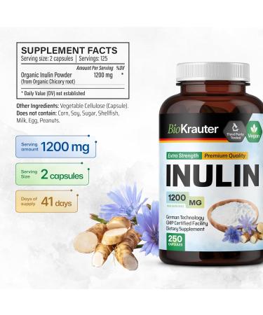 BIO KRAUTER Inulin 250 Capsules & Chicory 100 Capsules - Buy Online on GoSupps.com