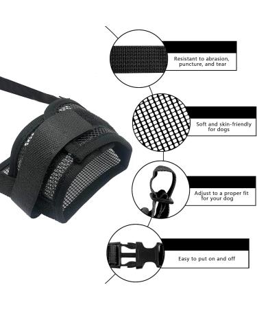 Yaodhaod Adjustable Nylon Mesh Dog Muzzle - Breathable Comfortable & Anti-Biting - Perfect for Small Dogs (Black) - Buy Online on GoSupps.com